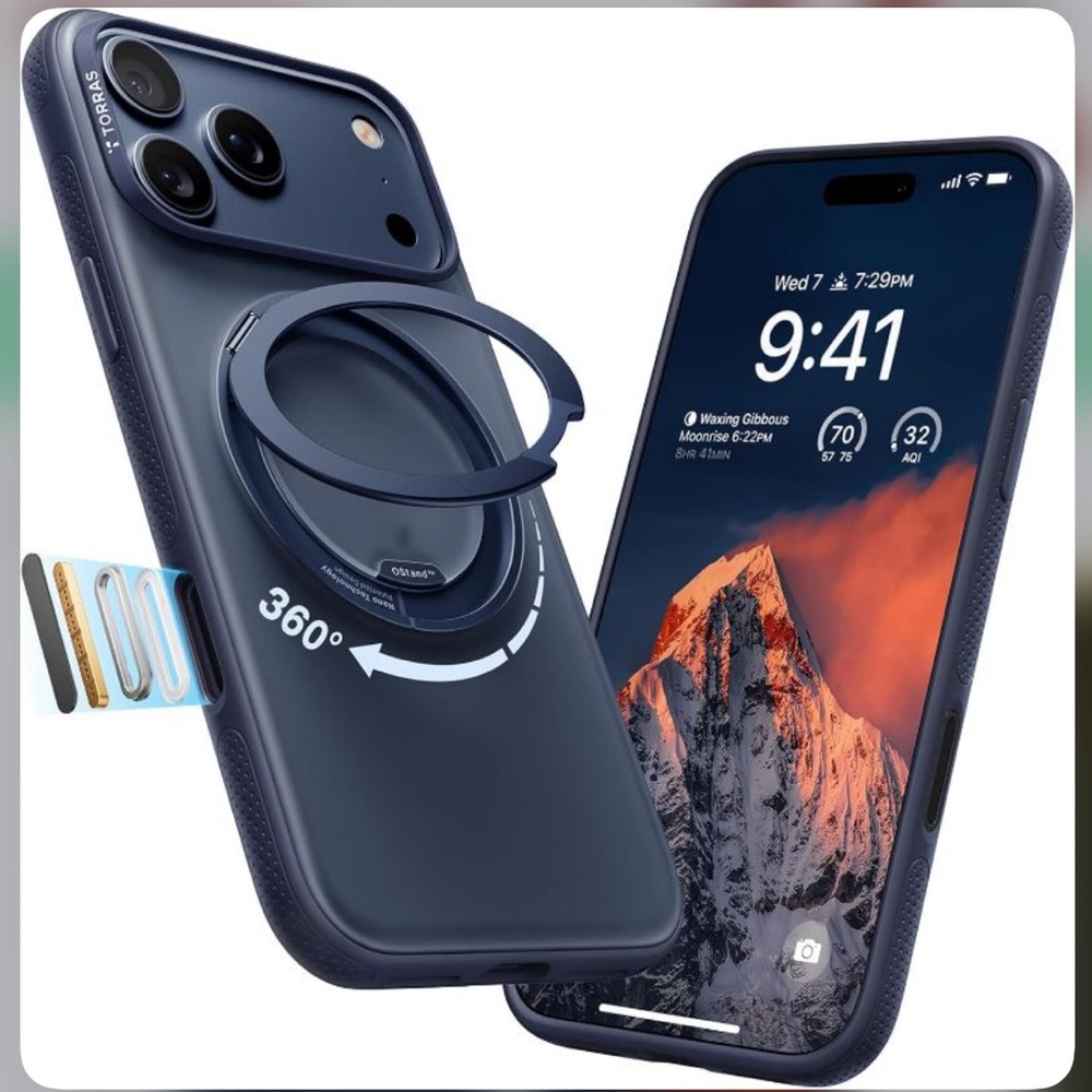 iPhone 17 PRO MAX Protective SLIM Case with 360 Kickstand & MagSafe-BLUE